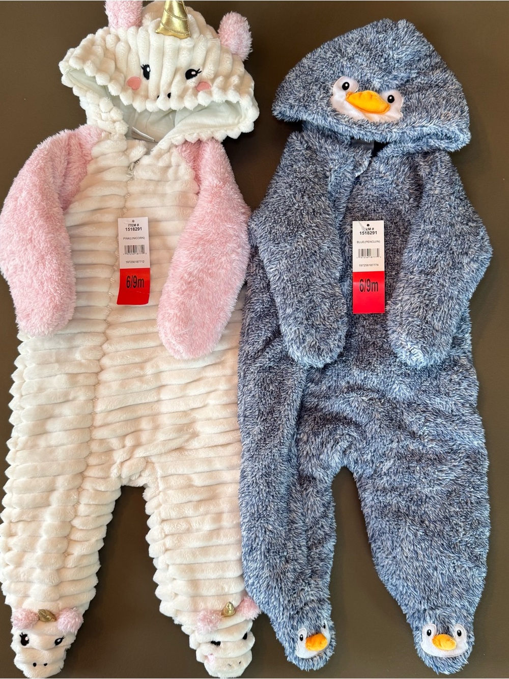 Koalababy Plush Set of 2 Winter One Pieces Unicorn & Penguin